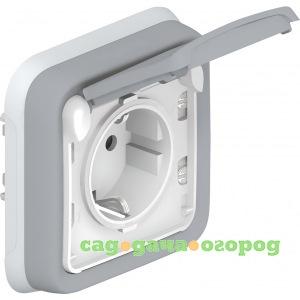 Фото Розетка legrand 1-м сп plexo с защитной крышкой, с заземлением ip55 серая leg 069833 125015