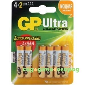 Фото Алкалиновые батарейки gp aаa 4+2 шт ultra alkaline 24а 24au4/2-2cr6 ultra