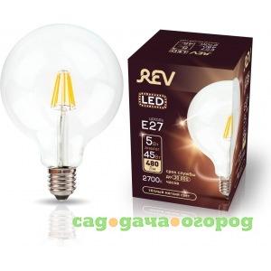 Фото Светодиодная лампа rev vintage filament шар g95, e27, 5w, 2700k, deco premium, 32459 1