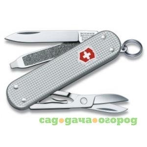 Фото Нож-брелок victorinox classic alox 0.6221.26 58 мм, 5 функций, серебристый