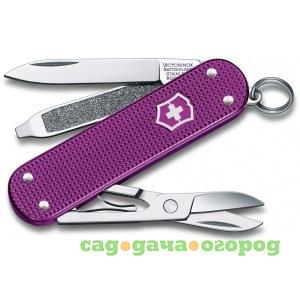 Фото Нож-брелок victorinox classic alox 0.6221.l16 58 мм, 5 функций, фиолетовый