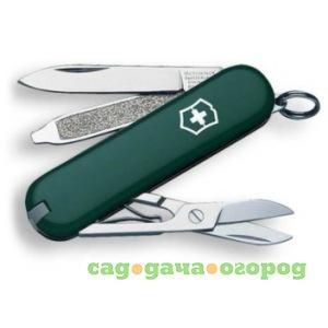 Фото Нож-брелок victorinox classic 0.6223.4 58 мм, 7 функций, зеленый