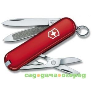 Фото Нож-брелок victorinox classic 0.6203 58 мм, 7 функций, красный