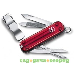 Фото Полупрозрачный красный нож 65 мм 8 функций victorinox classic nail clip 580 0.6463.t