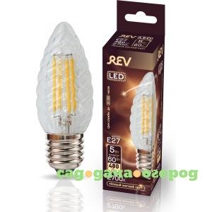 Фото Светодиодная лампа rev filament свеча витая, tc37, e27, 5w, 2700k, deco premium 32426 3