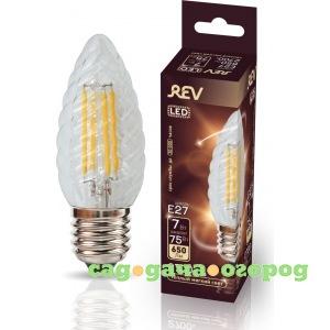 Фото Светодиодная лампа rev filament свеча витая, tc37, e27, 7w, 2700k, deco premium 32427 0