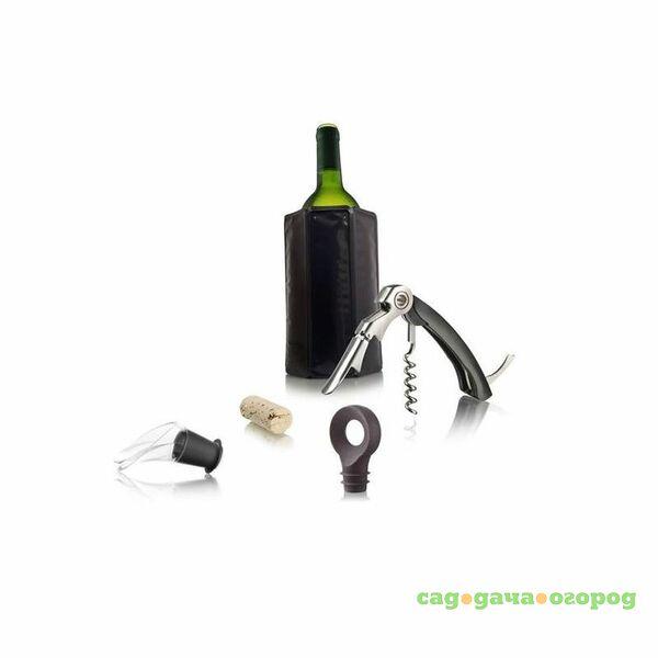 Фото Набор подарочный для вина (штопор, ведёрко, вакуумный насос с пробкой)