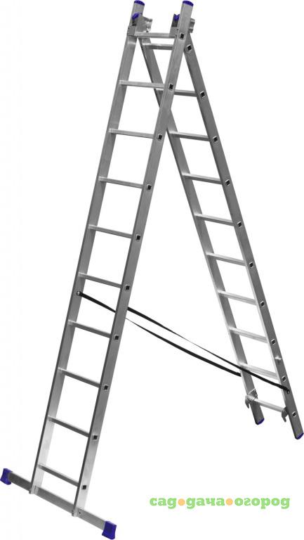 Фото Лестница универсальная двухсекционная со стабилизатором ЗУБР 10 ступеней