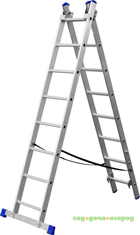 Фото Лестница универсальная двухсекционная со стабилизатором ЗУБР 8 ступеней