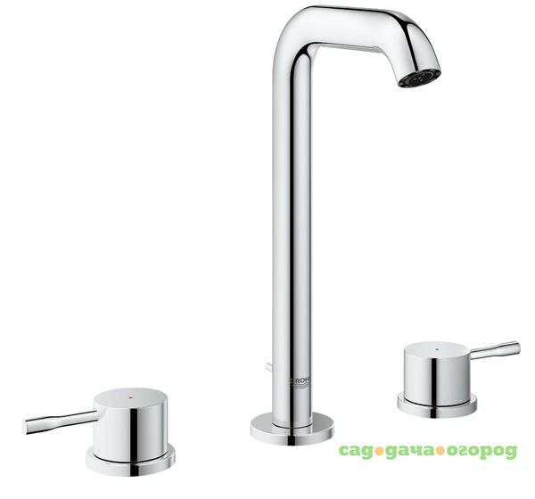 Фото Смеситель для раковины Grohe Essence+ на 3 отверстия с донным клапаном и высоким изливом 20299001