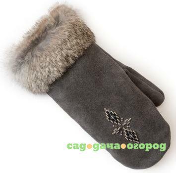 Фото Перчатки Suede Mitt with Fur Trim (MD, Charcoal /св-серый, , ,)