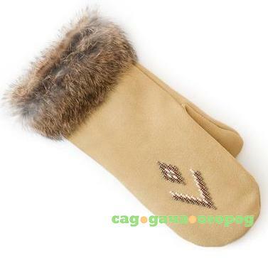 Фото Рукавицы Suede Mitt with Fur Trim (SM, Tan/Св-бежевый, , ,)