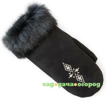 Фото Перчатки Suede Mitt with Fur Trim (MD, Black/черный, , ,)