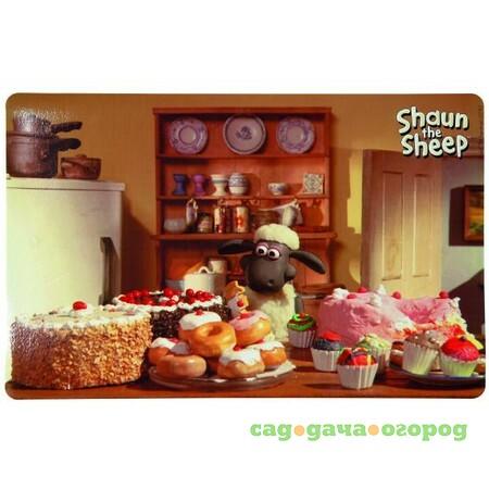 Фото Коврик под миску Trixie Shaun the Sheep для кошек 44х28 см фотомотив баранчик Shaun