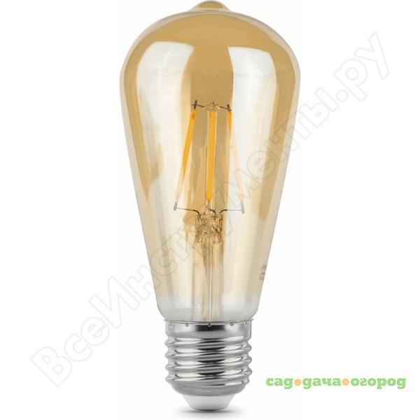 Фото Лампа led st64 e27 6w golden 2400к gauss filament 102802006