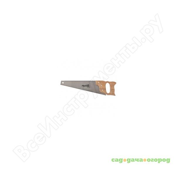 Фото Ножовка по дереву sparta 400 мм, 7-8 трi, каленый зуб, линейка, деревянная рукоятка 231855