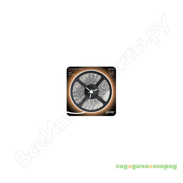 Фото Лента led 5050/60-smd 14.4w 12v dc теплый белый блистер 5м gauss 312000114