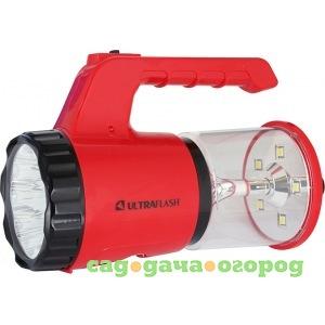 Фото Аккумуляторный фонарь ultraflash led5162 220в, красный, 9 led + 5 smd led, sla, коробка 12890