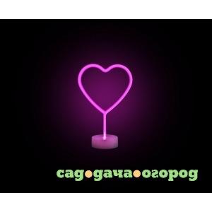 Фото Светодиодный настольный неоновый светильник apeyron сердце, цвет свечения розовый 12-66