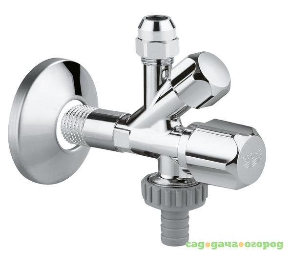 Фото Угловой вентиль GROHE комбинированный 1/2″-3/8″ для подключения смесителей, хром (22035000)