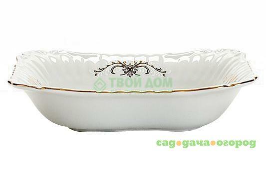 Фото Салатница Porcelaine czech gh квадратный 21см золотой вензель (IW E302 SQ21)