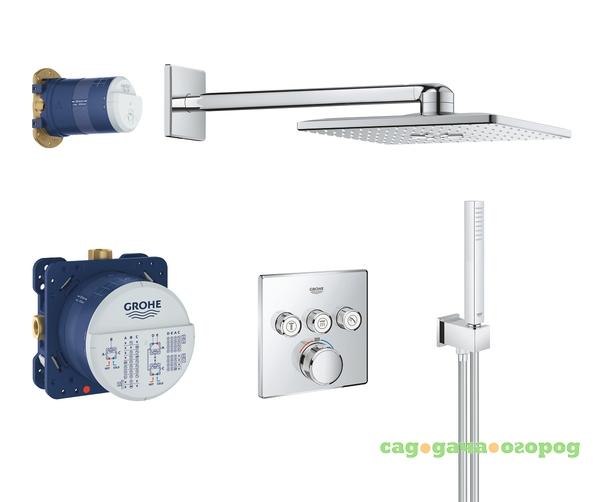 Фото Душевая система GROHE Grohtherm SmartControl Perfect с душевым гарнитуром и верхним душем Rainshower SmartActive Cube 310, хром (34706000)