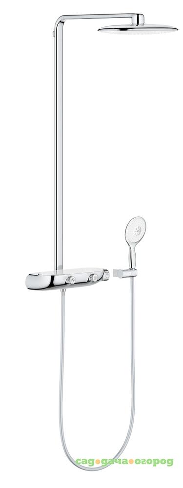 Фото Душевая система GROHE Rainshower SmartControl 360 DUO с термостатическим смесителем для настенного монтажа, 3 режима верхнего душа, белая луна (26250LS0)