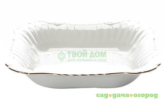 Фото Салатница Porcelaine czech gh квадратный 24см золотая отводка (IW B164 SQ24)