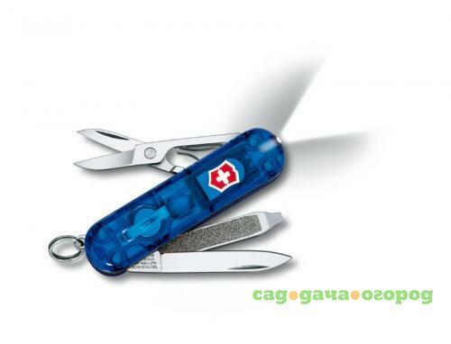 Фото Нож-брелок VICTORINOX, Swiss Lite, 5,8 см, 7 функций, синий, полупрозрачный корпус