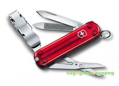 Фото Нож-брелок VICTORINOX, NailClip, 5,8 см, 8 функций, красный, полупрозрачный корпус