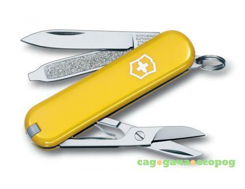 Фото Нож-брелок VICTORINOX, Classic, SD, 5,8 см, 7 функций, желтый