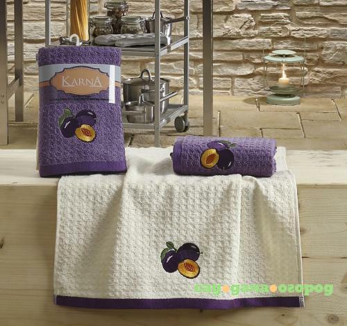 Фото Набор кухонных полотенец KARNA, LEMON, сиреневый, 2 предмета