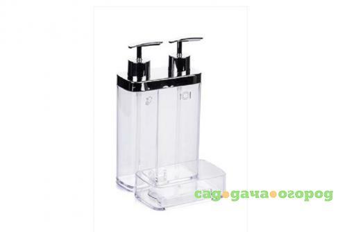 Фото Дозатор для жидкого мыла PRIMANOVA, VIVA, 12,5*13,5*22 см, прозрачный, с секцией для губки