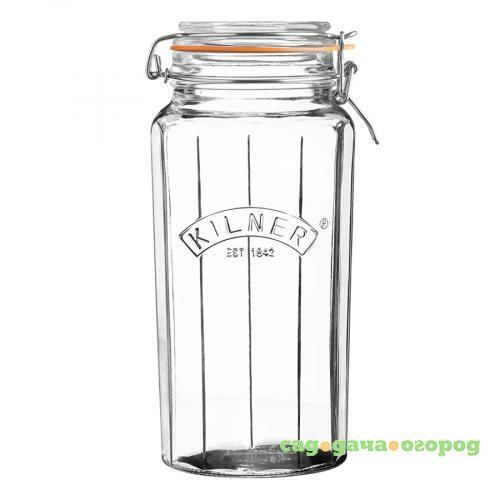 Фото Банка для хранения KILNER, Clip Top, 1,8 л, граненная