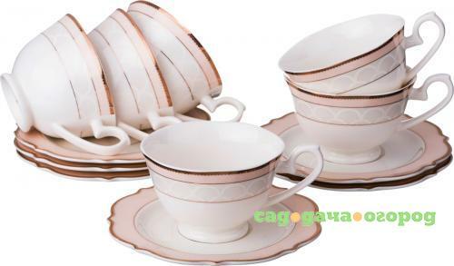 Фото Чайный набор Lefard, 12 предметов, белый/розовый