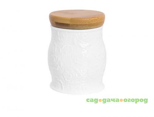 Фото Банка для сыпучих продуктов Elan gallery, Белые розы, 0,35 л