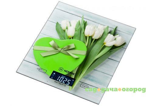 Фото Весы кухонные HOttEK, Белые тюльпаны, 18*20 см