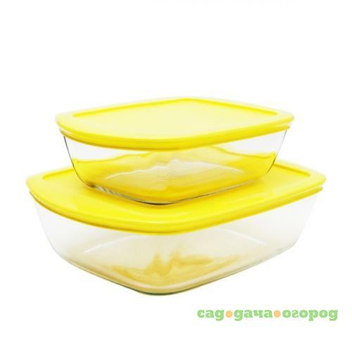 Фото Набор форм для запекания Pyrex с крышкой, желтый