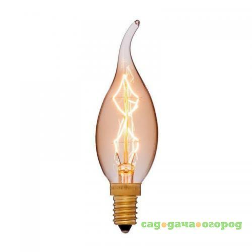 Фото Лампа накаливания E14 40W свеча на ветру золотая 052-078