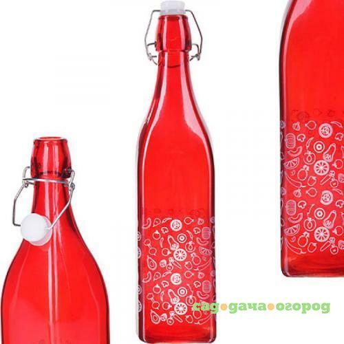 Фото Бутылка для напитков LORAINE, 1 л, с крышкой, красный
