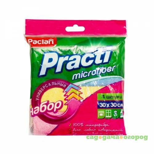 Фото Салфетка для уборки Paclan, Practi, Microfiber, 4 шт