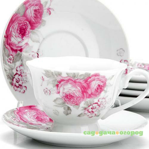 Фото Чайный набор LORAINE, Цветы, 12 предметов, 150 мл, розы