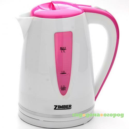 Фото Чайник электрический ZIMBER, 2200W, 1,7 л, фуксия, подстветка