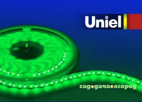 Фото Светодиодная лента Uniel (05488) 5M зеленый 48W ULS-3528-120LED/m-8mm-IP65-DC12V-9,6W/m-5M-GREEN