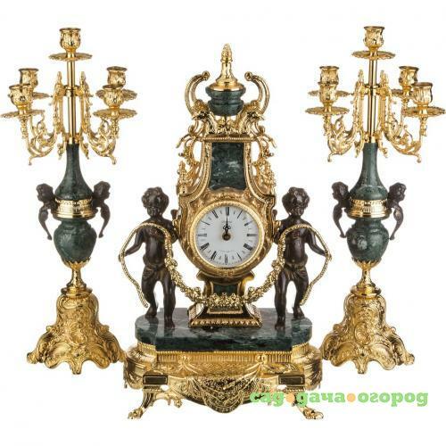 Фото Комплект часы и подсвечники Olympus Brass, 3 предмета