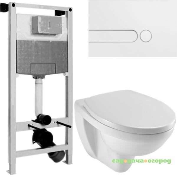 Фото Patio E4187-00 с инсталляцией E5504-NF/E4326-00 с сиденьем Микролифт и Белой клавишей смыва