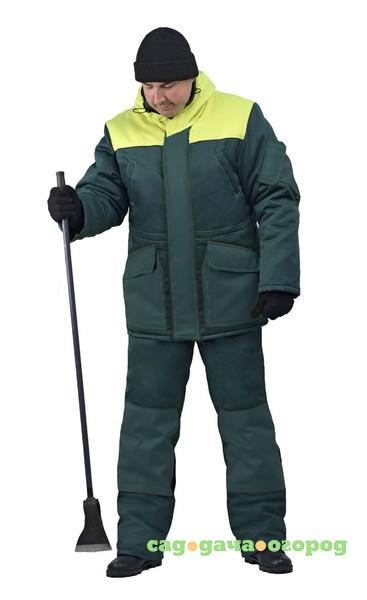 Фото Зимний костюм для работы URSUS Буран зелёный с жёлтым (Смесовая Грета) -25°C