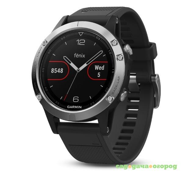 Фото Спортивный навигатор Garmin FENIX 5 серебристые с черным ремешком (010-01688-03)