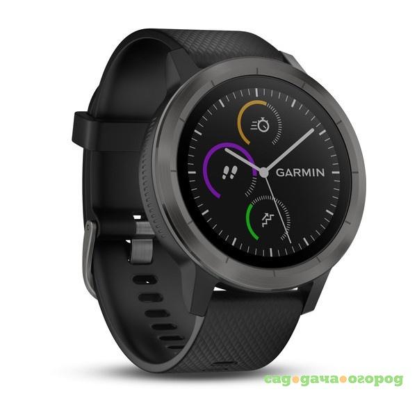 Фото Спортивный навигатор Garmin VIVOACTIVE 3 черные с черным ремешком (010-01769-12)