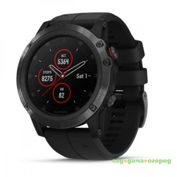 Фото Спортивный навигатор Garmin FENIX 5 PLUS SAPPHIRE черные с черным ремешком